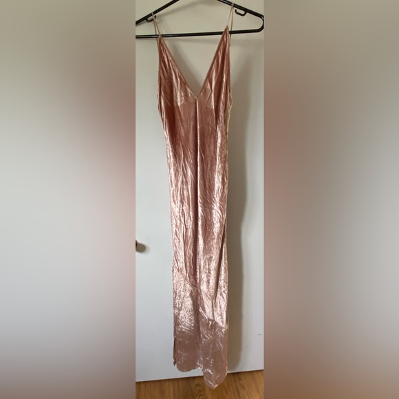 Fleur du Mal - crushed velvet pink slip dress size 6 - Picture 2 of 5
